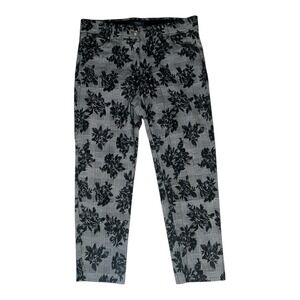 VERVE BLUES 16 Black Houndstooth Floral Ankle Stretch Dark Academia Pants Slim